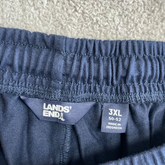 NWOT Lands' End Men's 3XL Navy Blue Lounge Pants Cotton Elastic Waist - Picture 3 of 7